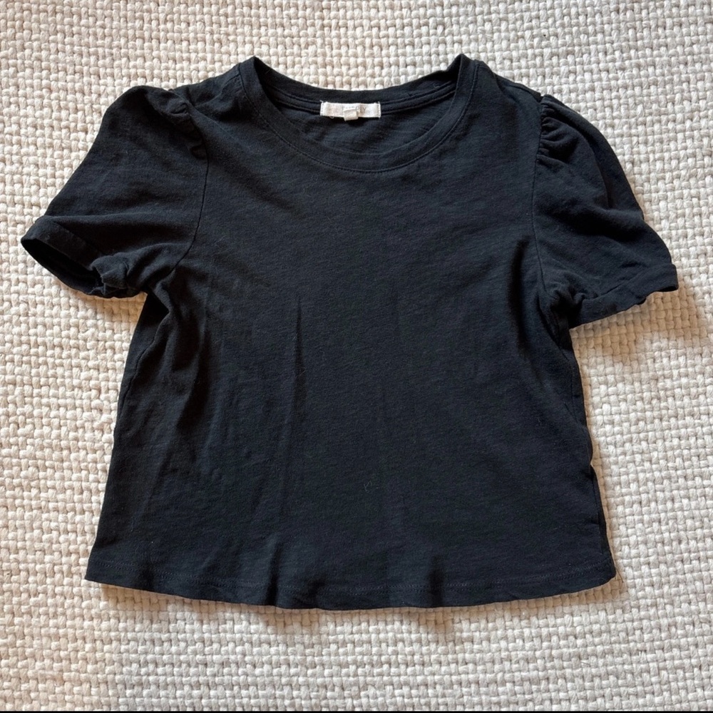 Z Supply Girls Black Puff Sleeve T-Shirt Cotton Top Sz 7-8